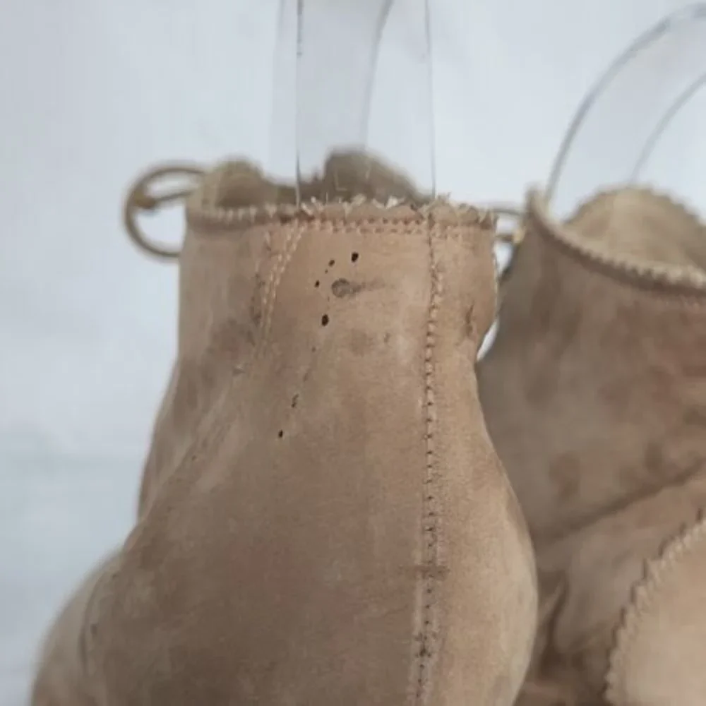 Stuart Weitzman For Russell‎ & Bromley Taupe Suede Lace Front Ankle Booties